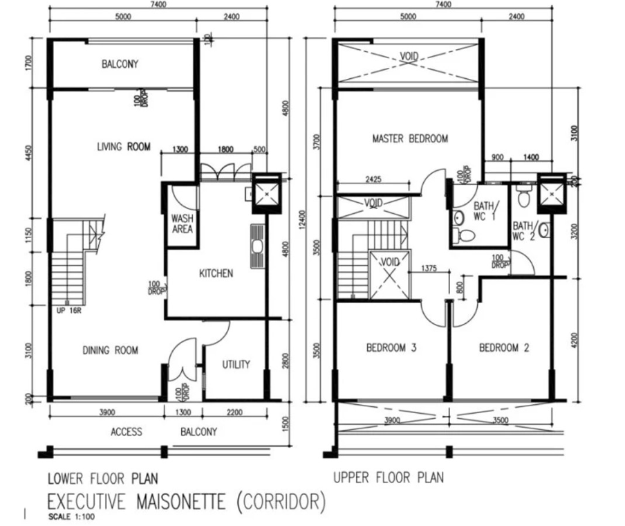 HDB Executive Maisonette Floor Plan