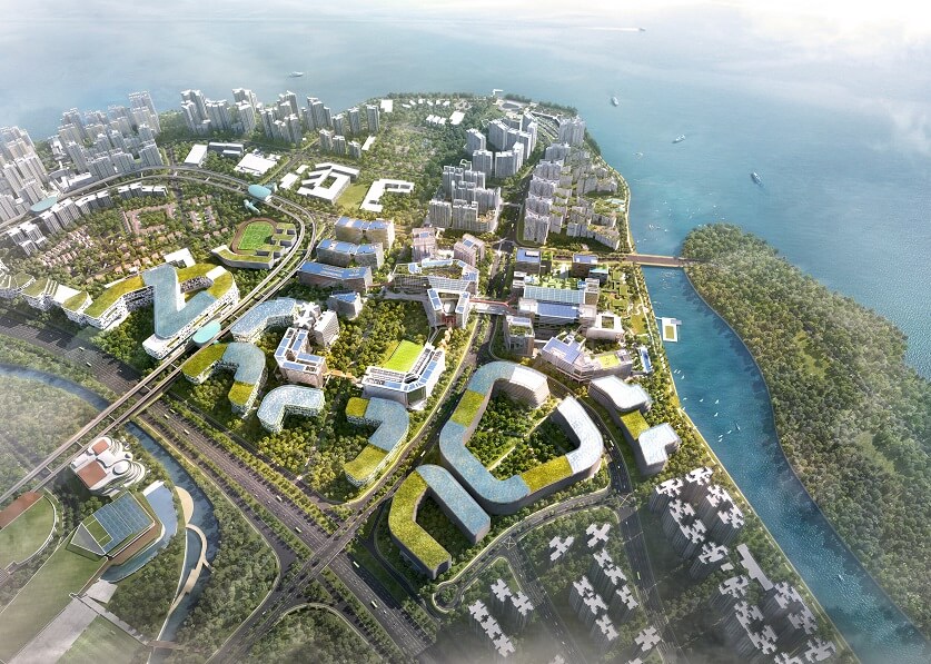 Artist's impression of aerial view of Punggol Digital District