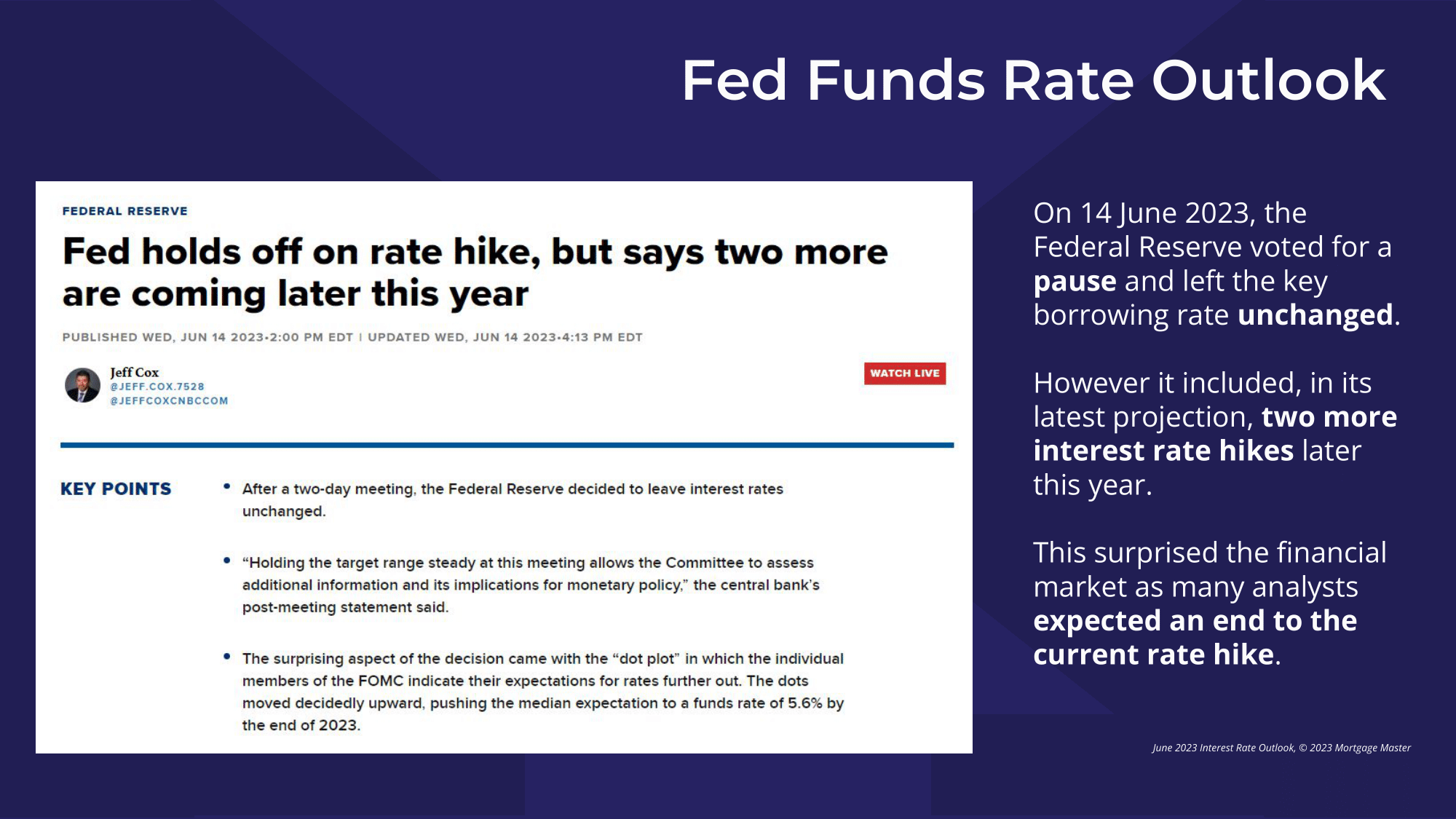 Fed Funds Rate Outlook pause